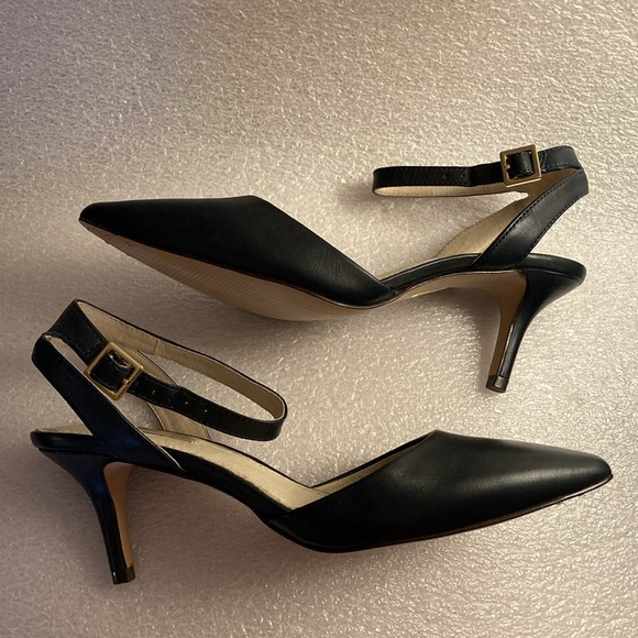 NWOT - Louise et Cie Marine Blue Ankle Strap Leather Heel Shoes - Sz 6.5M/36.5* - Picture 12 of 16